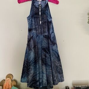 Justice Blue and Black Starry Kids Dress